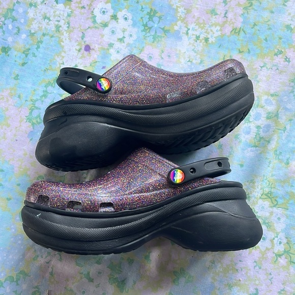Crocs | Classic Translucent Glitter Bae Platform Clogs Pride Edition Sz 8 - Picture 3 of 8